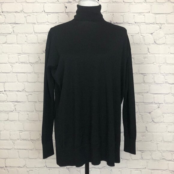 Allsaints Gala Merino Jumper Size S 100% Wool Black Turtleneck Oversized - Picture 1 of 7
